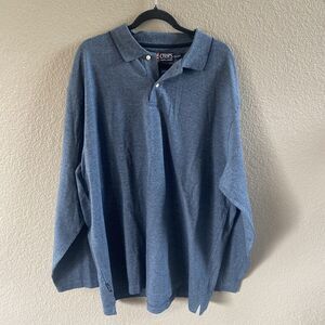 VINTAGE Chaps Ralph Lauren Polo Shirt Mens 2XL XXL Blue Long Sleeve preppy